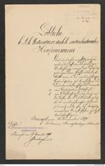 k.k. naturhistorisches Hofmuseum, Intendanzakten 1885-1896 (Hauer), Aktenzahl Z.667/1890, Seite 1